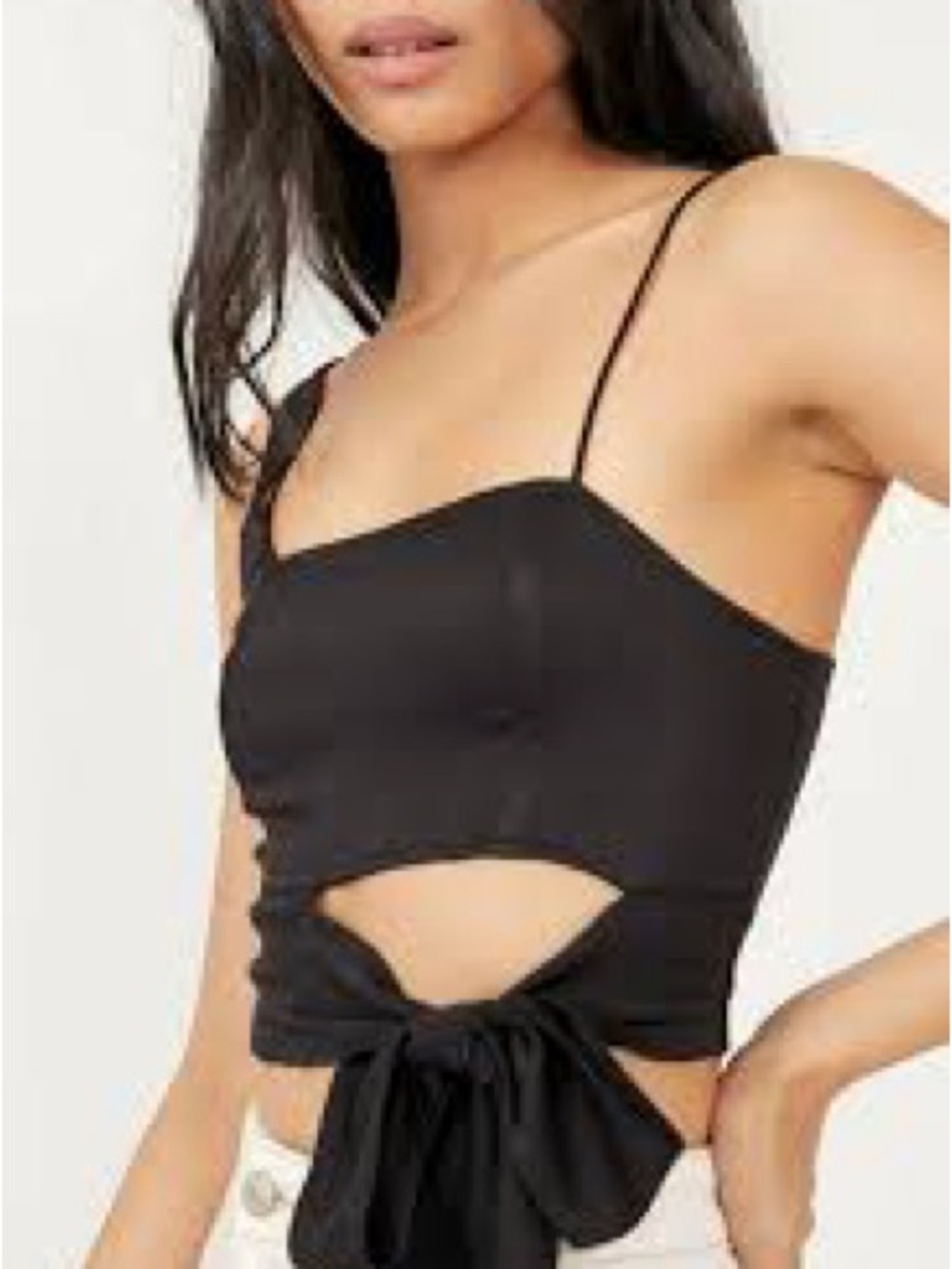 Free People Black Tie-Front Camisole Top